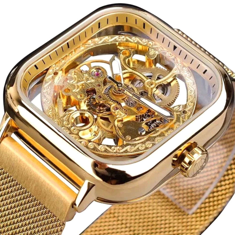 Forsining Mens Automatic Mechanical Skeleton Mesh Watch Great Gift Idea